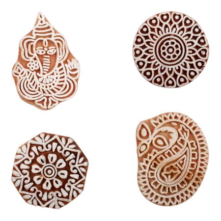 Set of 4 Piece New Mix Wooden Printing Block